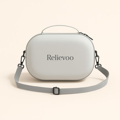 Relievoo carrying case interior with custom-molded compartments